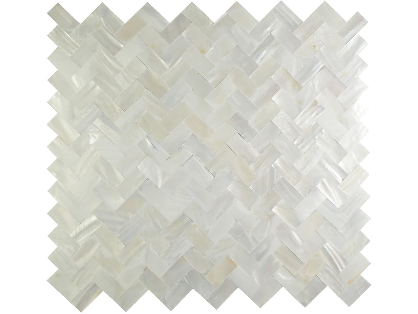 Incudo White Gapless Herringbone Mosaic Mother of Pearl Tile - 278x300x2mm (10.9x11.81x0.08")