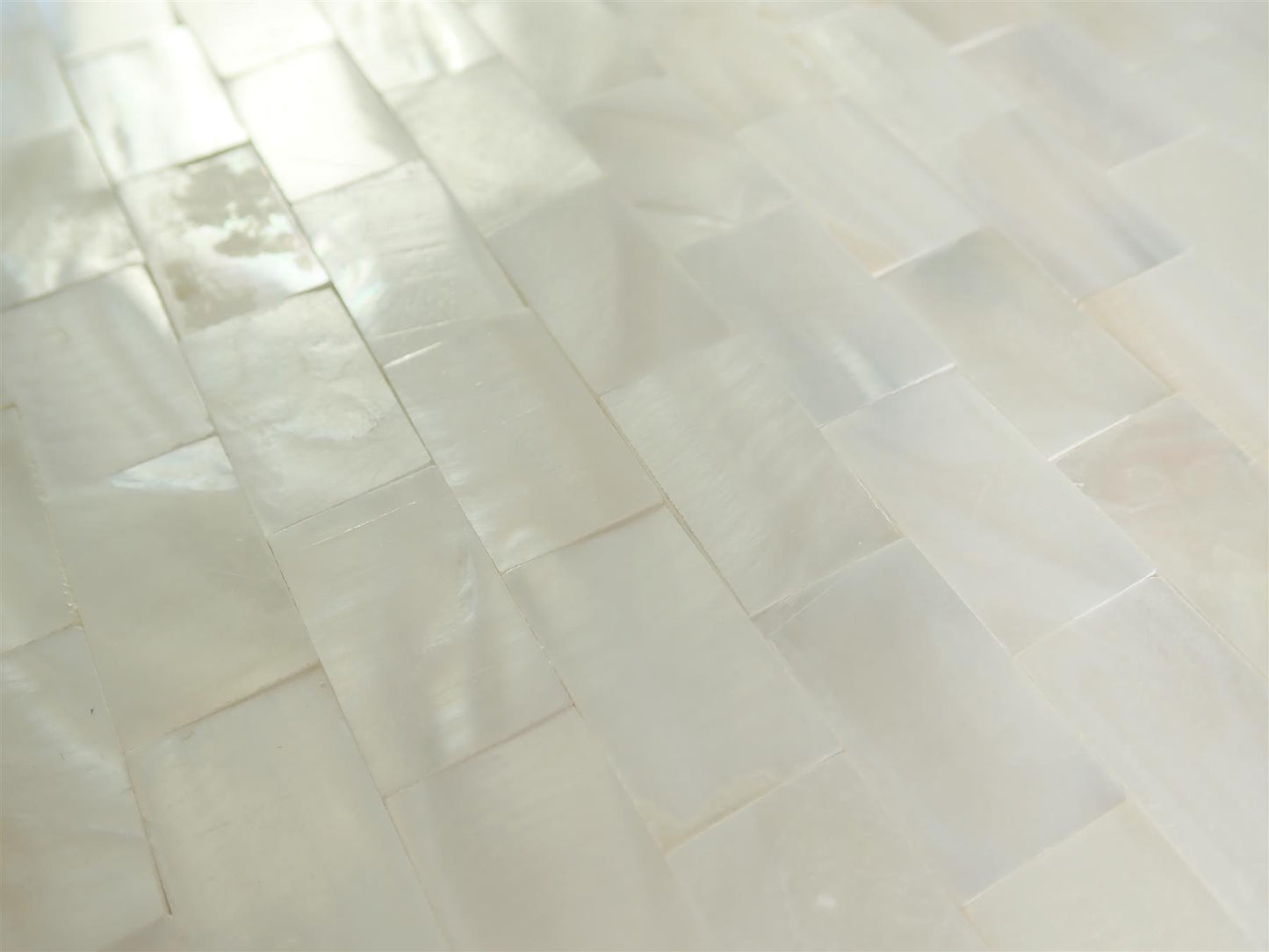 Incudo White Gapless Metro Mosaic Mother of Pearl Tiles - 288x300x2mm (11.3x11.81x0.08"), Pack of 12, 1.04 Sq. M